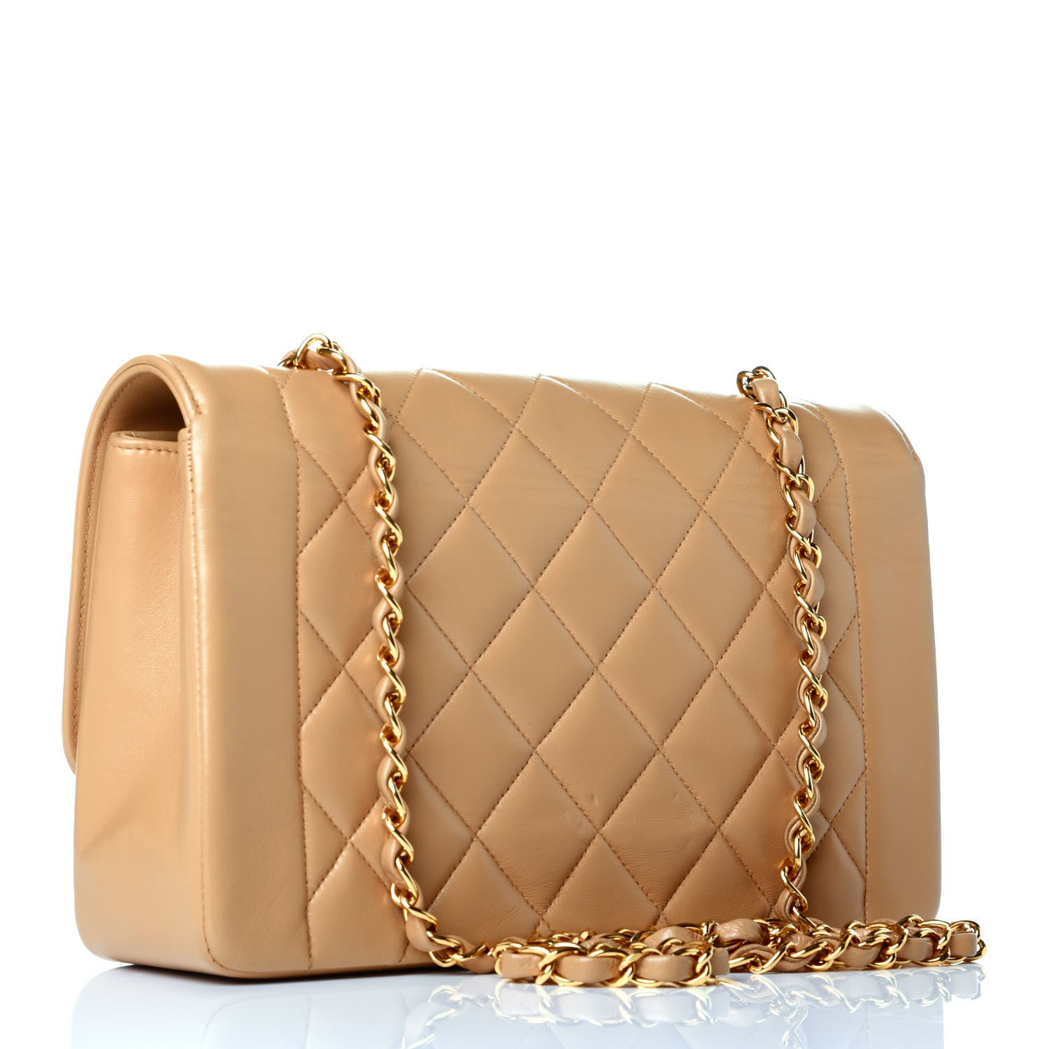 Chanel Lambskin Quilted Medium Single Flap Beige 3 of 9