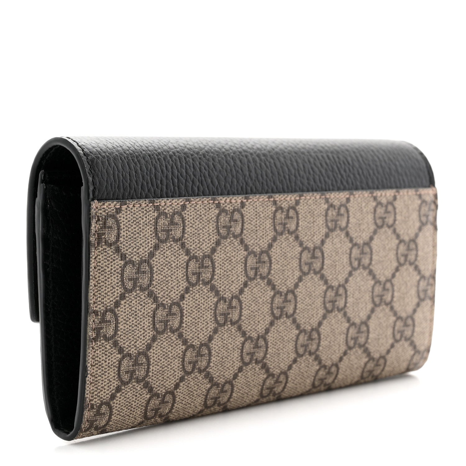 Gucci Dollar Calfskin GG Supreme Monogram GG Marmont Continental Wallet Black Beige Ebony 3 of 9