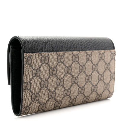 Gucci Dollar Calfskin GG Supreme Monogram GG Marmont Continental Wallet Black Beige Ebony 3 of 9