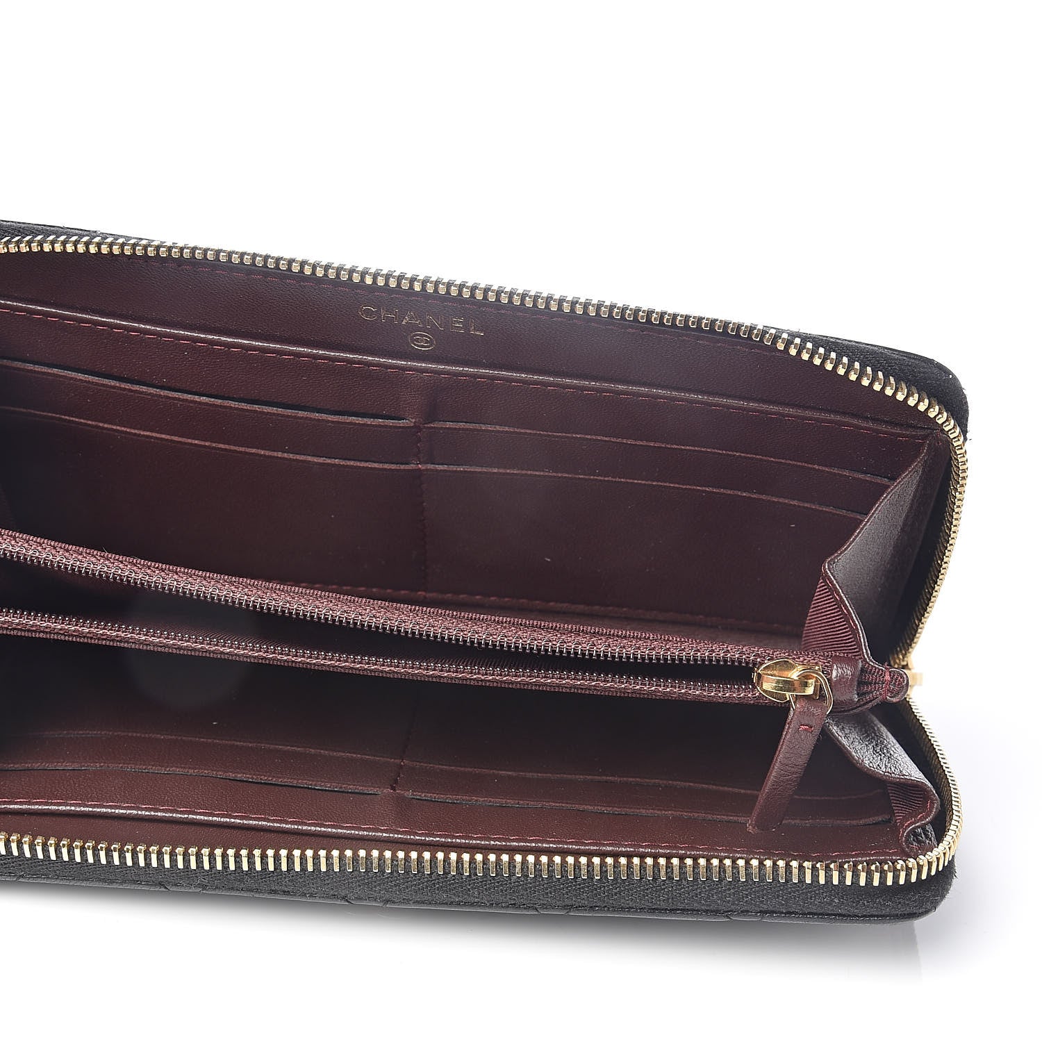 Chanel Lambskin Quilted Large Gusset Zip Around Wallet Black 5 of 11