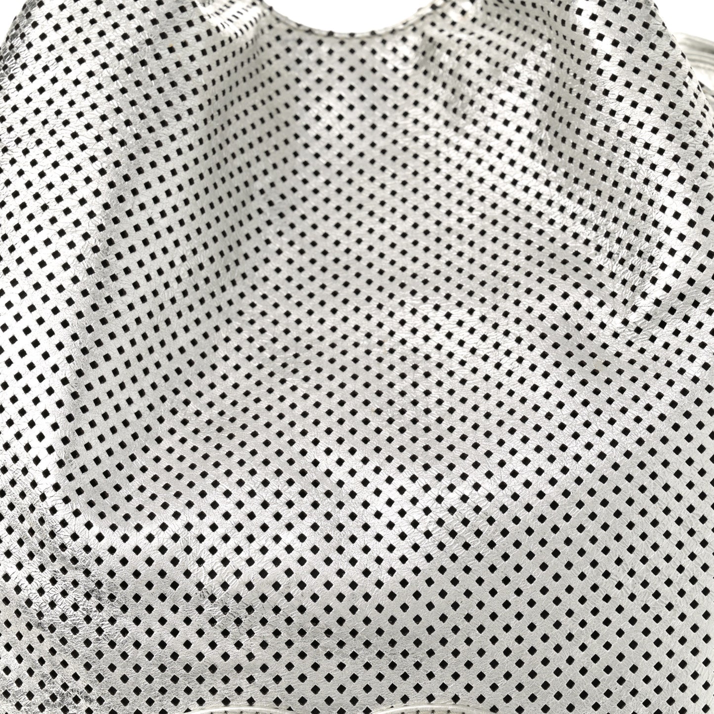 Metallic Glazed Calfskin Perforated Medium Rodeo Drive Tote Silver