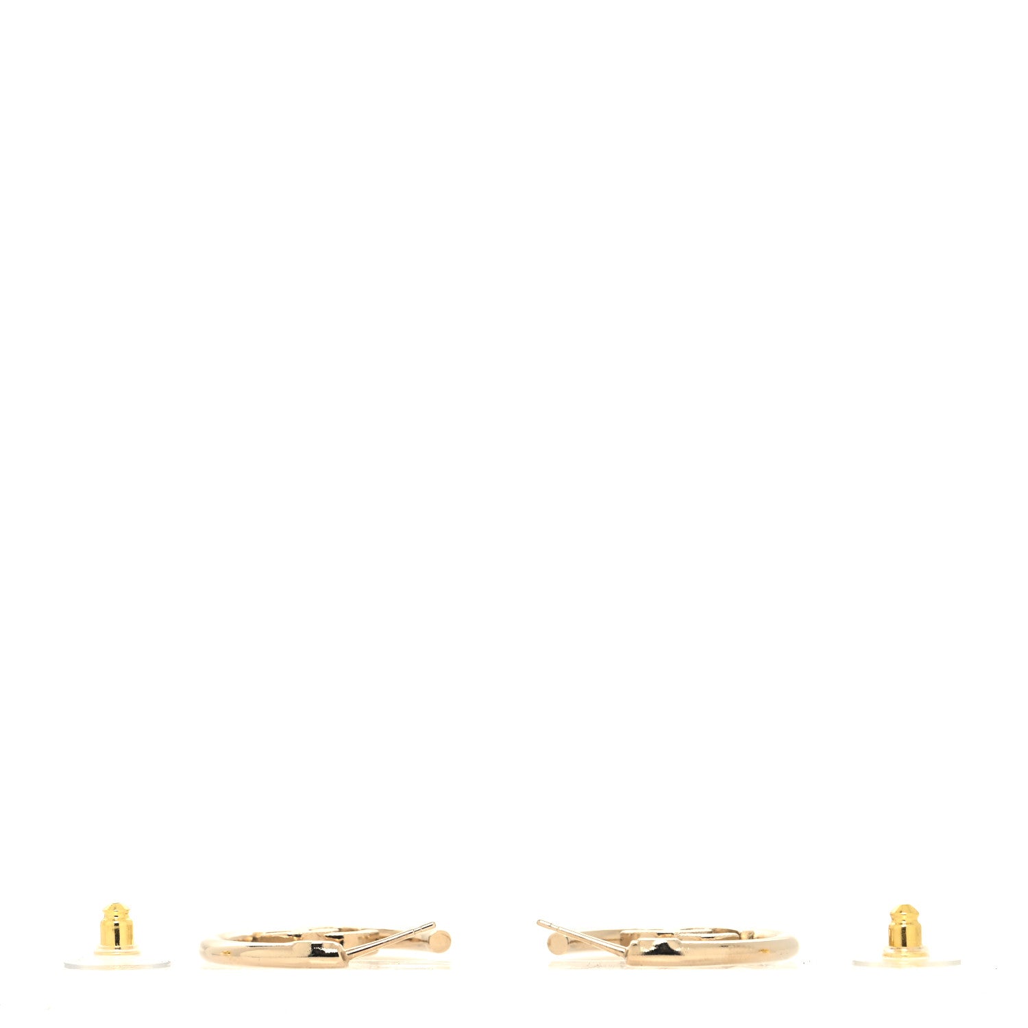 Chanel Metal Textured CC Hoop Earrings Gold 3 of 4