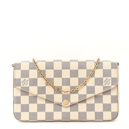 Louis Vuitton Damier Azur Pochette Felicie Chain Wallet Rose Ballerine 1 of 15