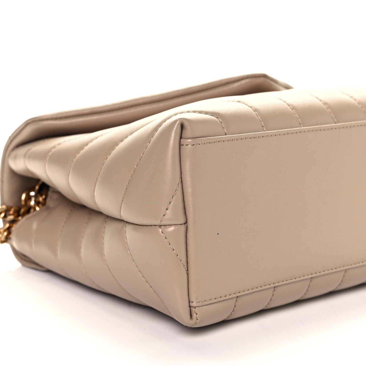 Calfskin Y Quilted Monogram Small Loulou Chain Satchel Dark Beige