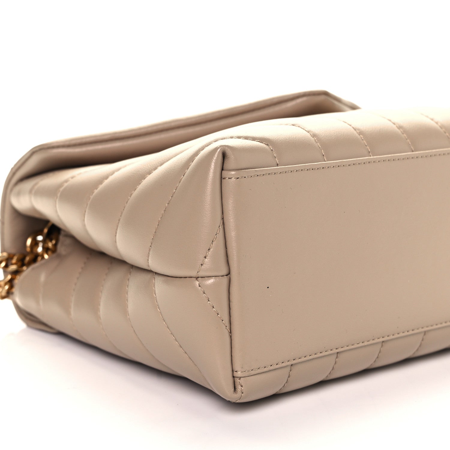 Saint Laurent Calfskin Y Quilted Monogram Small Loulou Chain Satchel Dark Beige 7 of 8