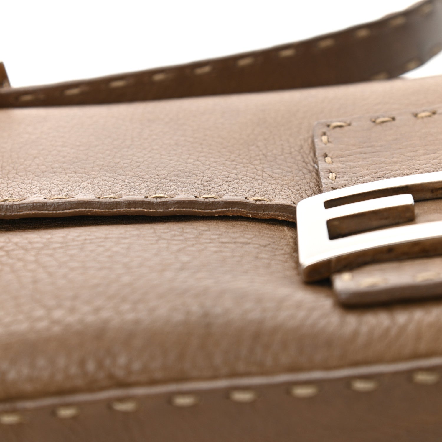 Fendi Calfskin Romano Selleria Baguette Brown 12 of 14