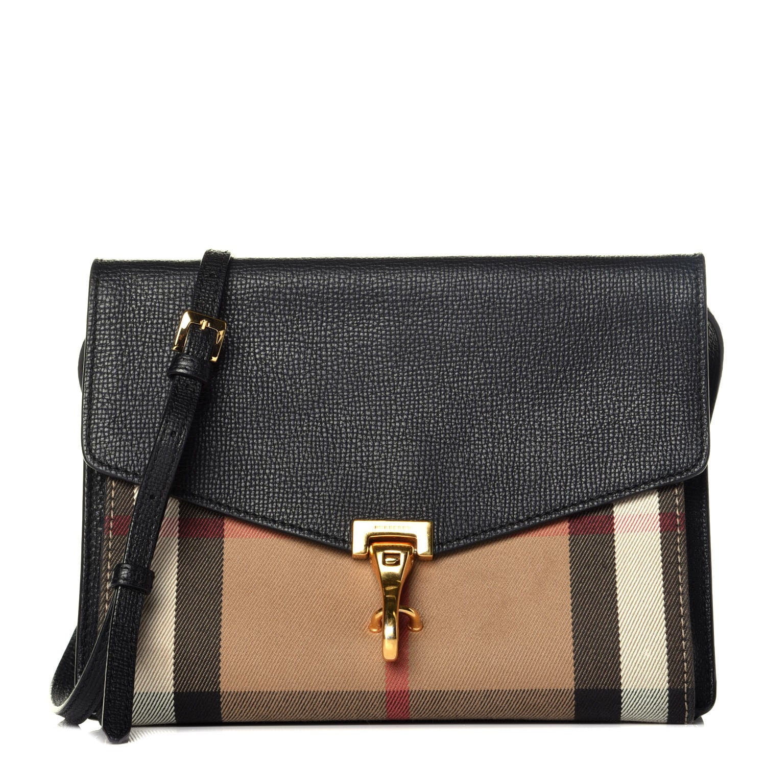 Burberry Derby Calfskin House Check Small Macken Crossbody Bag Black 1 of 10