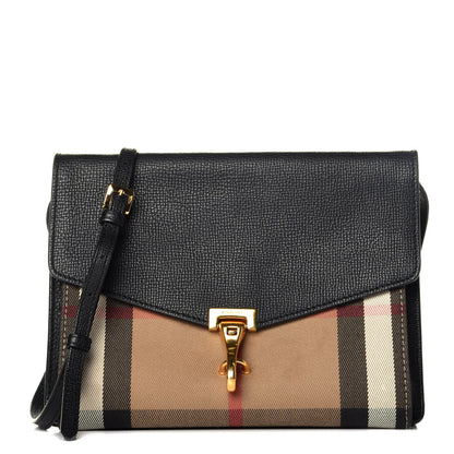 Burberry Derby Calfskin House Check Small Macken Crossbody Bag Black 1 of 10