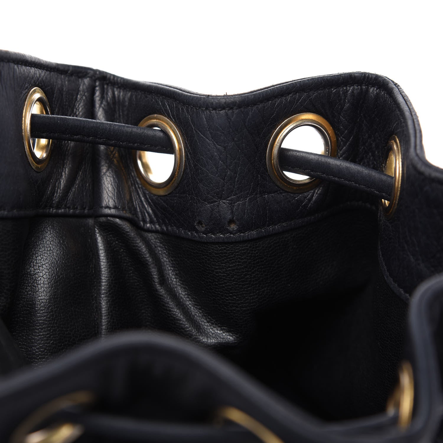 Chanel Lambskin Drawstring Bucket Bag Black 10 of 10