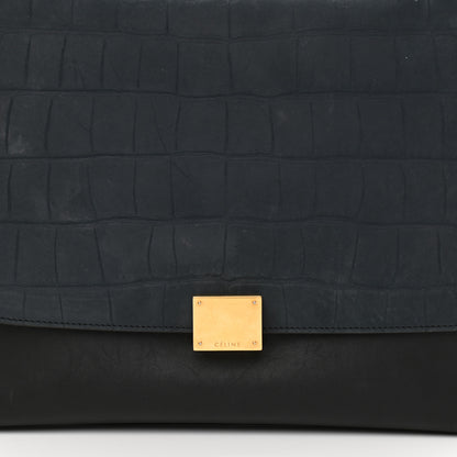 Celine Nubuck Crocodile Embossed Medium Trapeze Navy 7 of 12