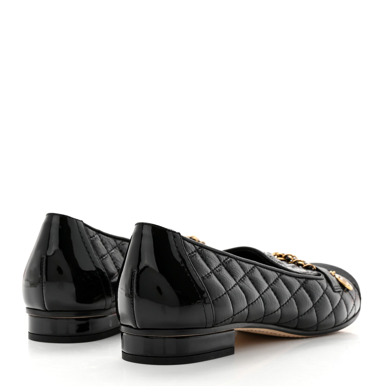 Chanel Grosgrain Glazed Lambskin Quilted Chain Loafers 37 Black 4 of 8