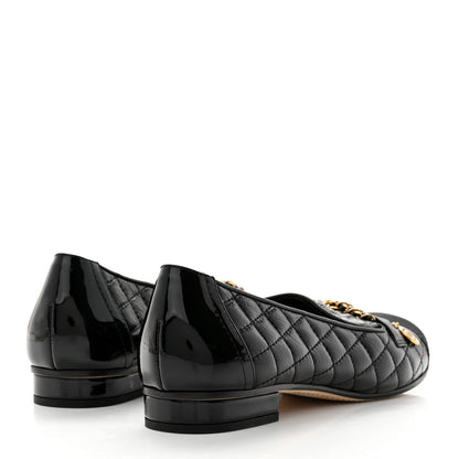Chanel Grosgrain Glazed Lambskin Quilted Chain Loafers 37 Black 4 of 8