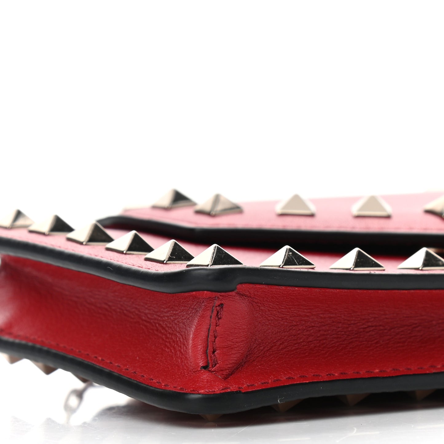 Calfskin Rockstud Phone Case With Chain Rosso Valentino