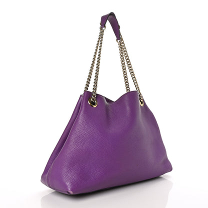 Gucci Pebbled Calfskin Medium Soho Chain Shoulder Bag Shine Purple 3 of 12