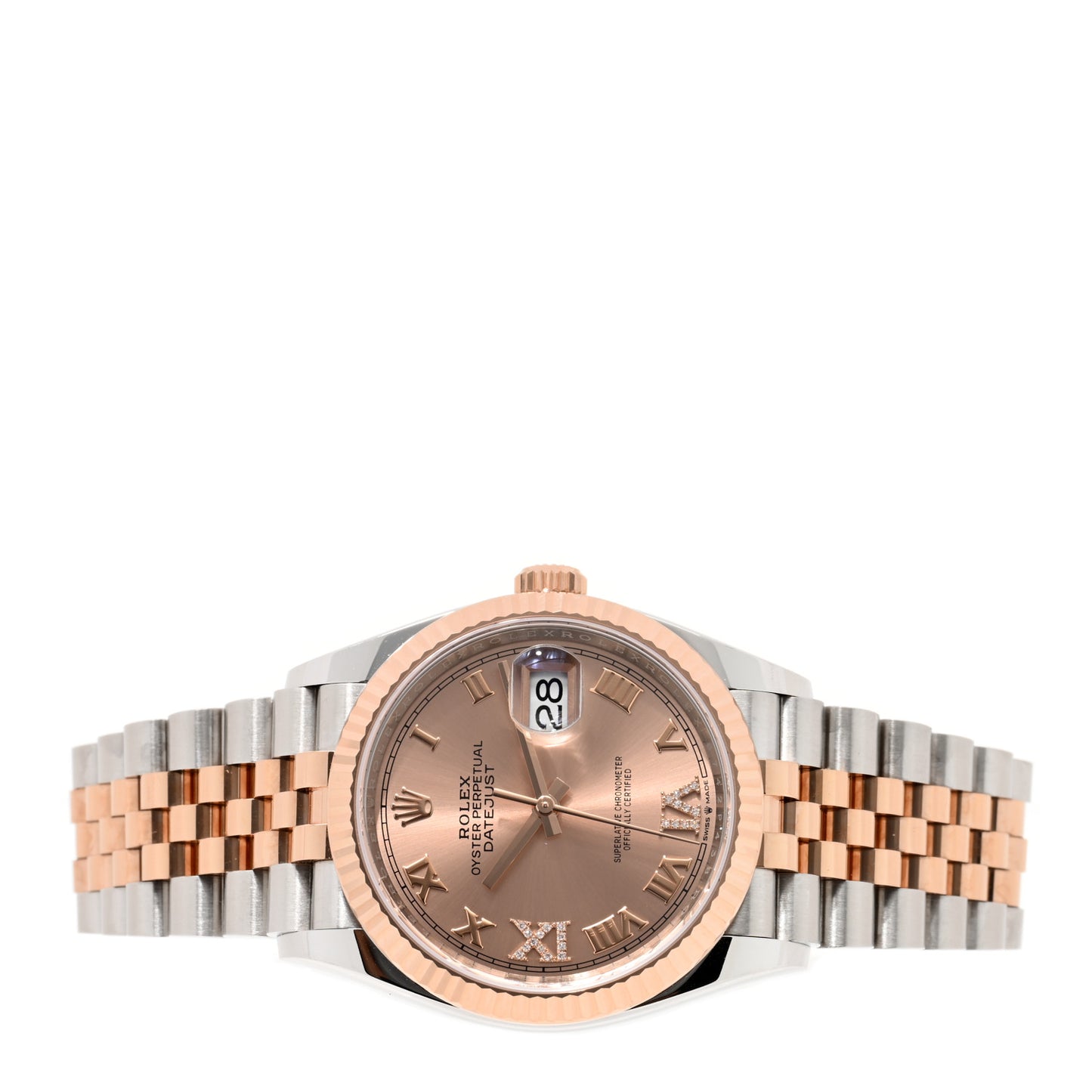 Stainless Steel 18K Everose Gold Diamond 36mm Oyster Perpetual Datejust Watch Rose Roman 126231