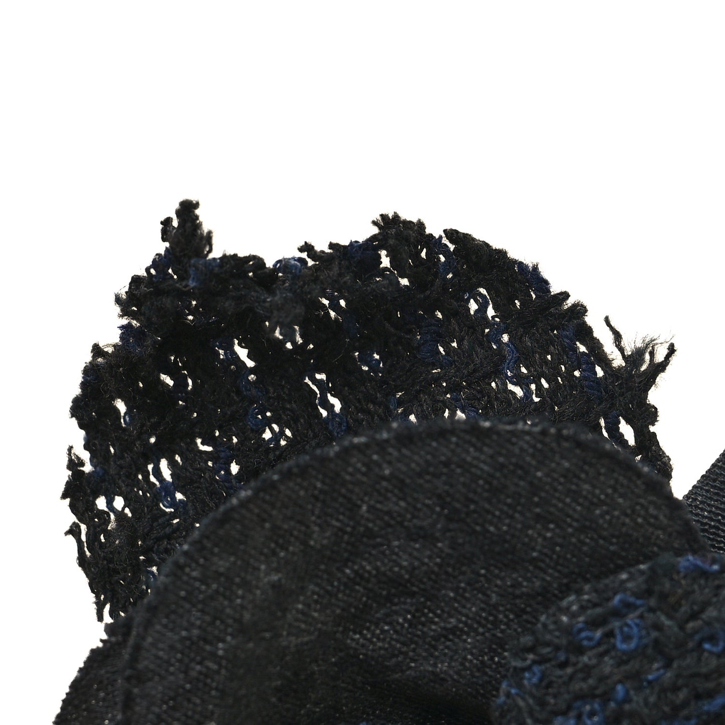 Tweed Fabric Camellia Pin Brooch Black