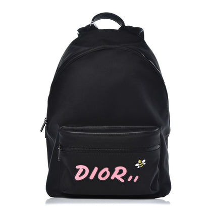 Christian Dior X KAWS Nylon Calfskin Logo Backpack Black 1 of 6