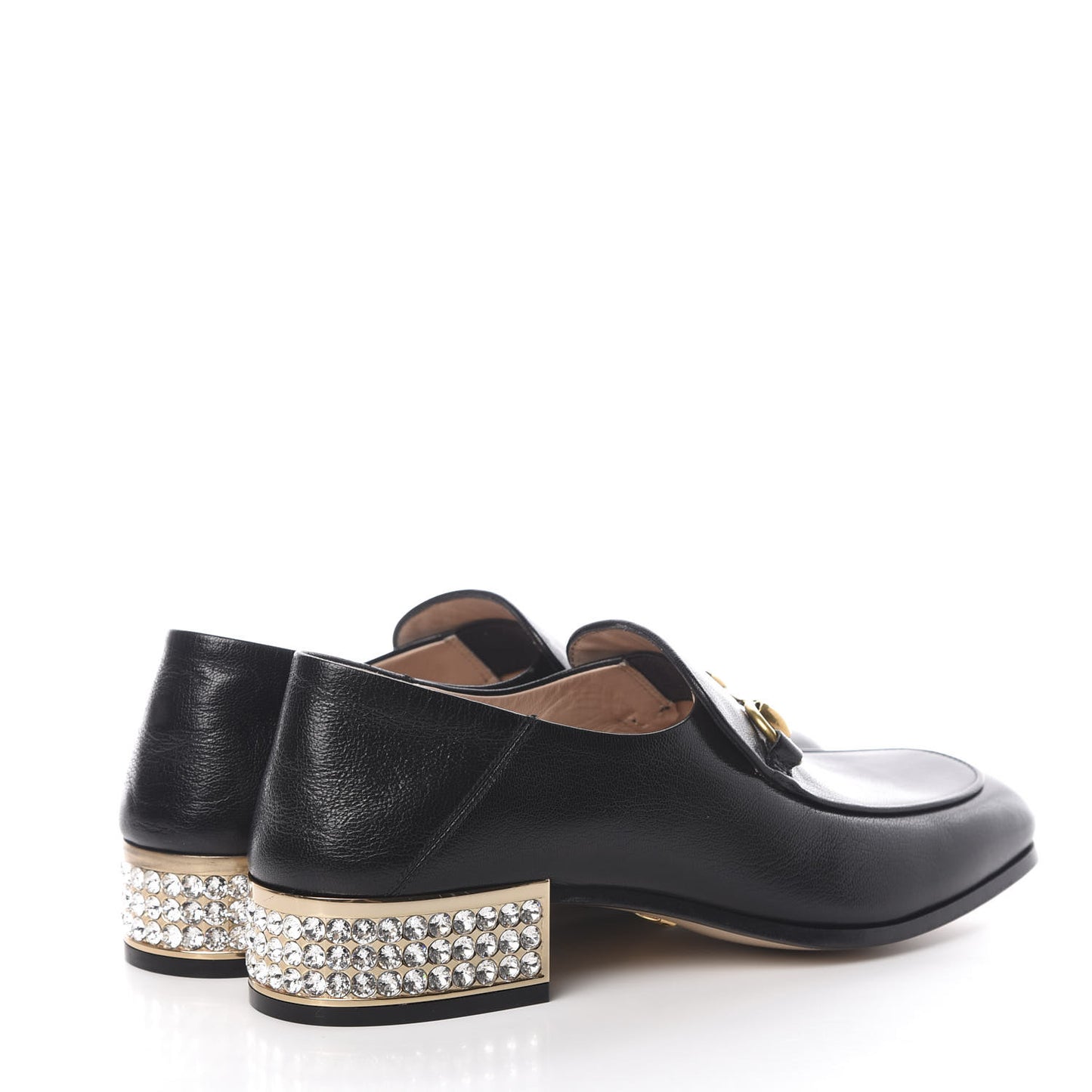 Goatskin Crystal Womens Horsebit Loafers 38 Black