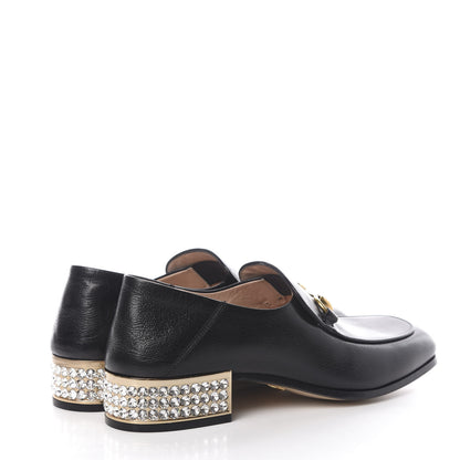 Gucci Goatskin Crystal Womens Horsebit Loafers 38 Black 4 of 14
