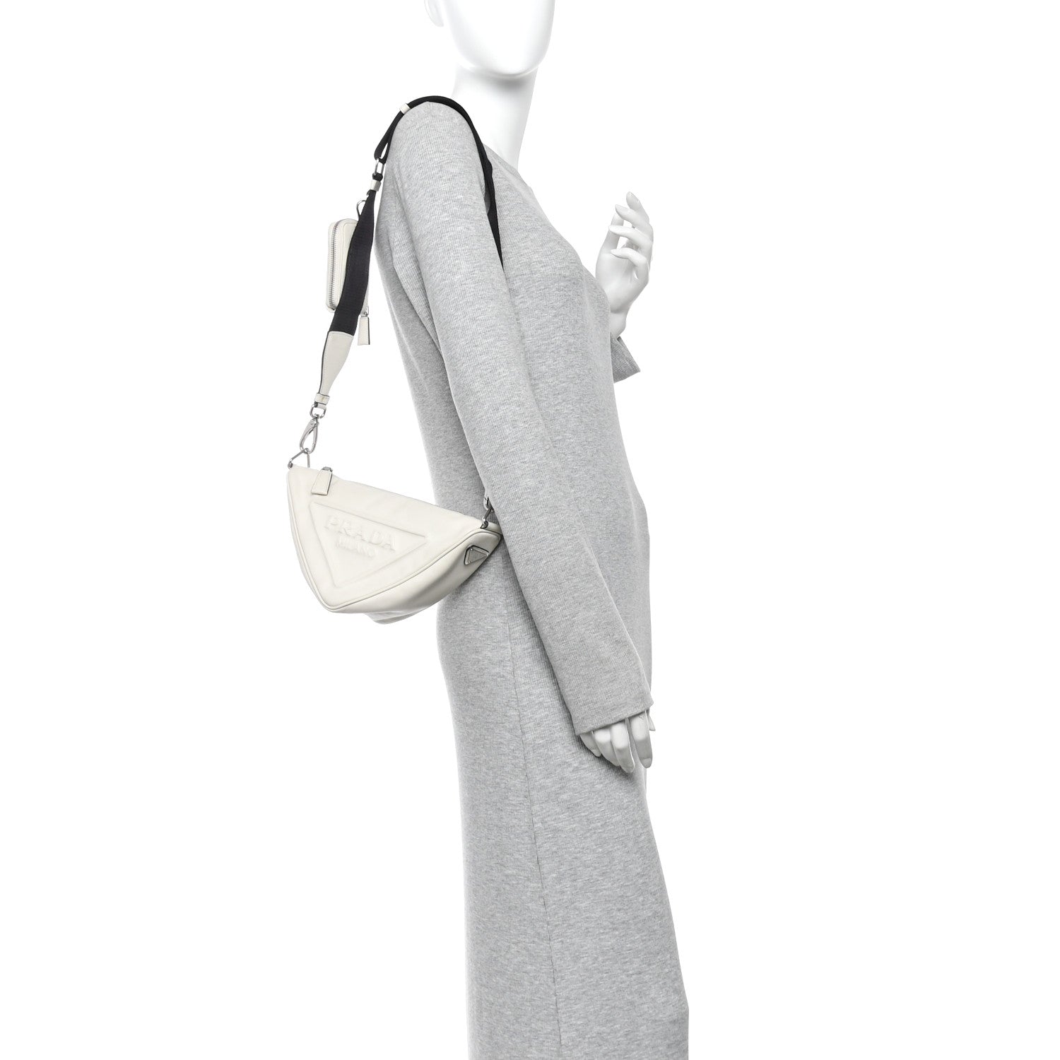 Prada Grace Lux Triangle Shoulder Bag White 2 of 9