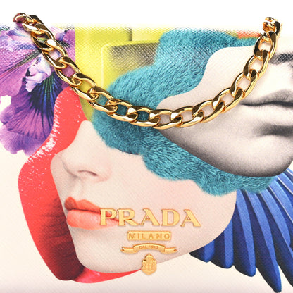 Prada Saffiano Lux Chain Wallet White Multicolor 7 of 13