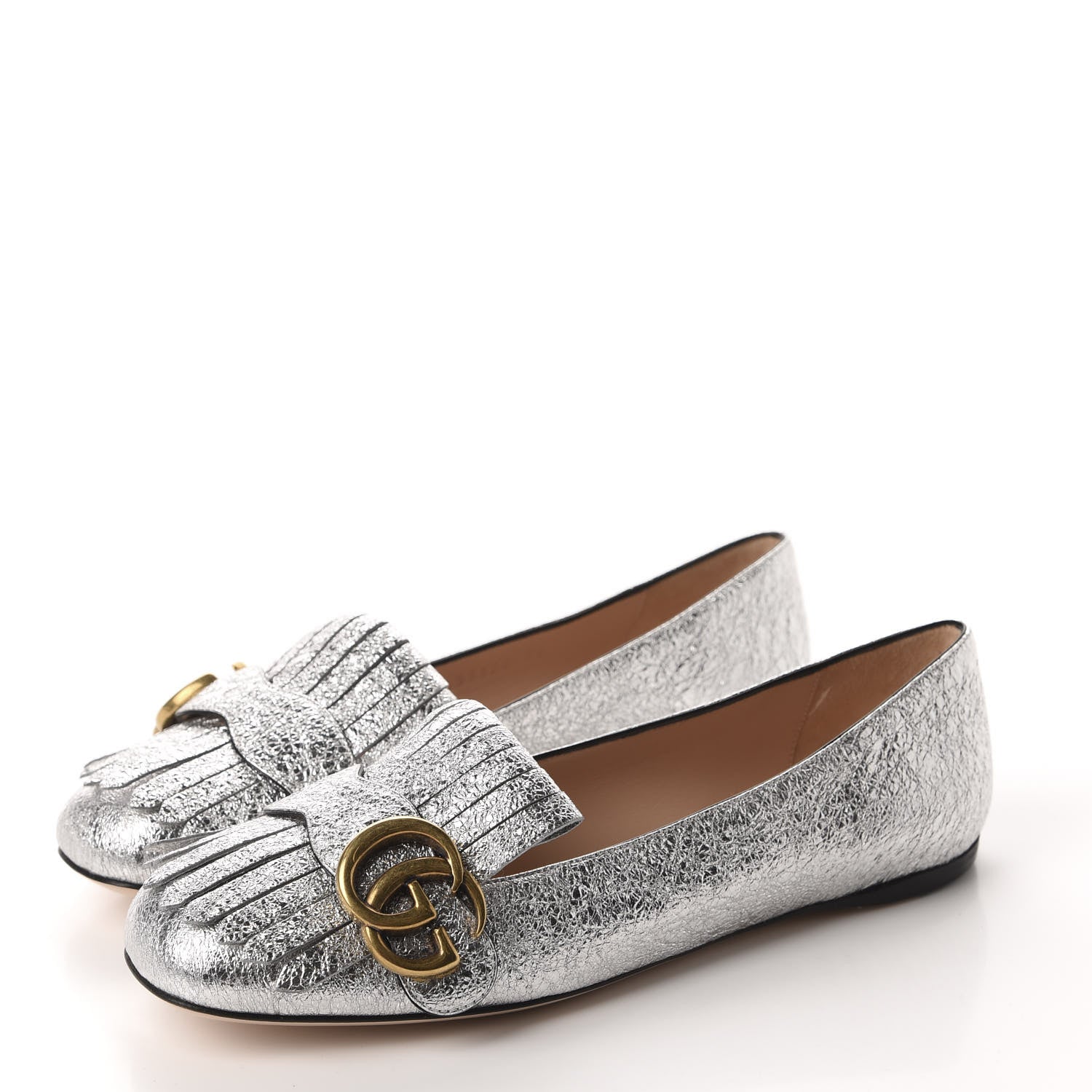 Gucci Galassia GG Marmont Fringe Flats 36 Argento 3 of 9