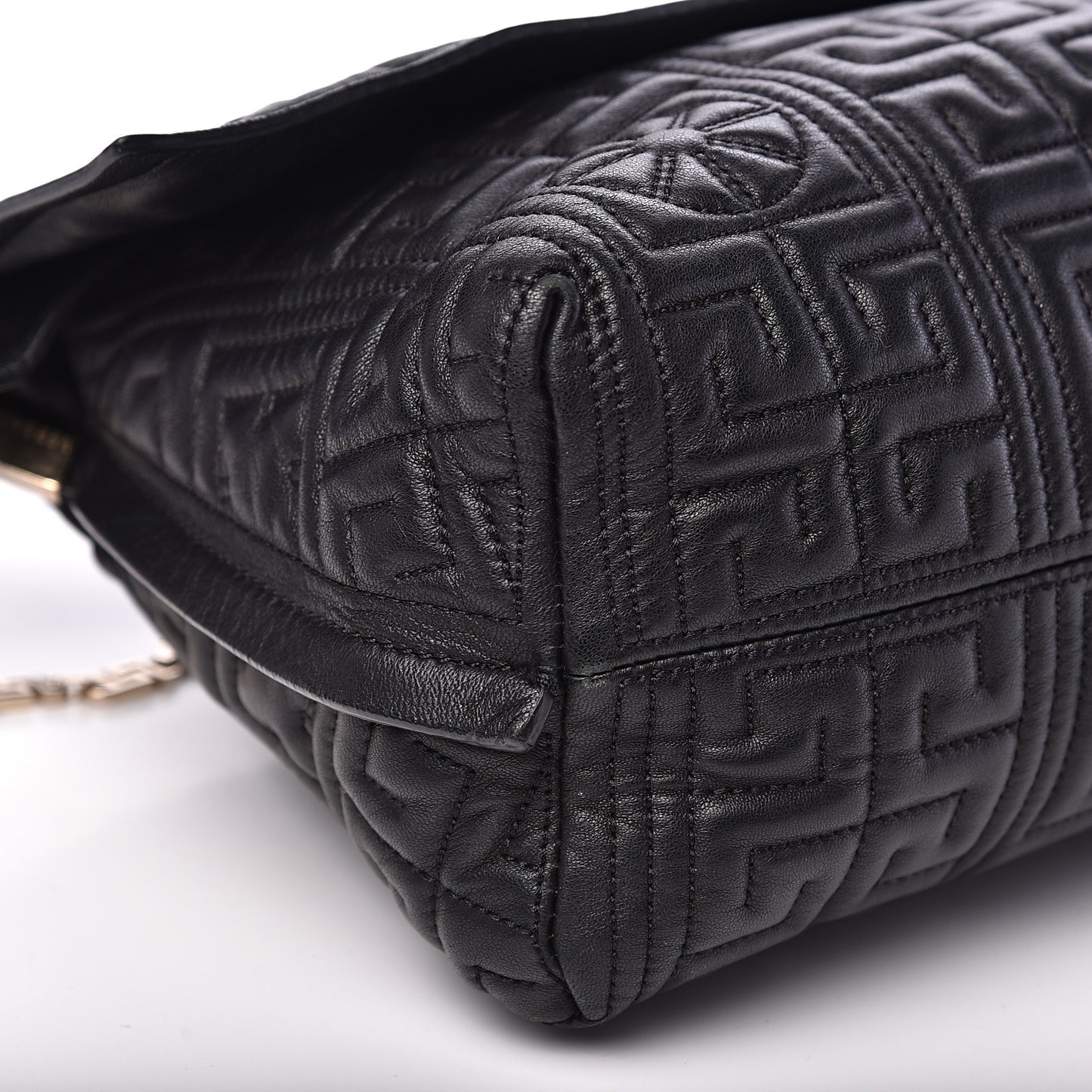 Nappa Ricamo Quilted The Greek Shoulder Bag Black