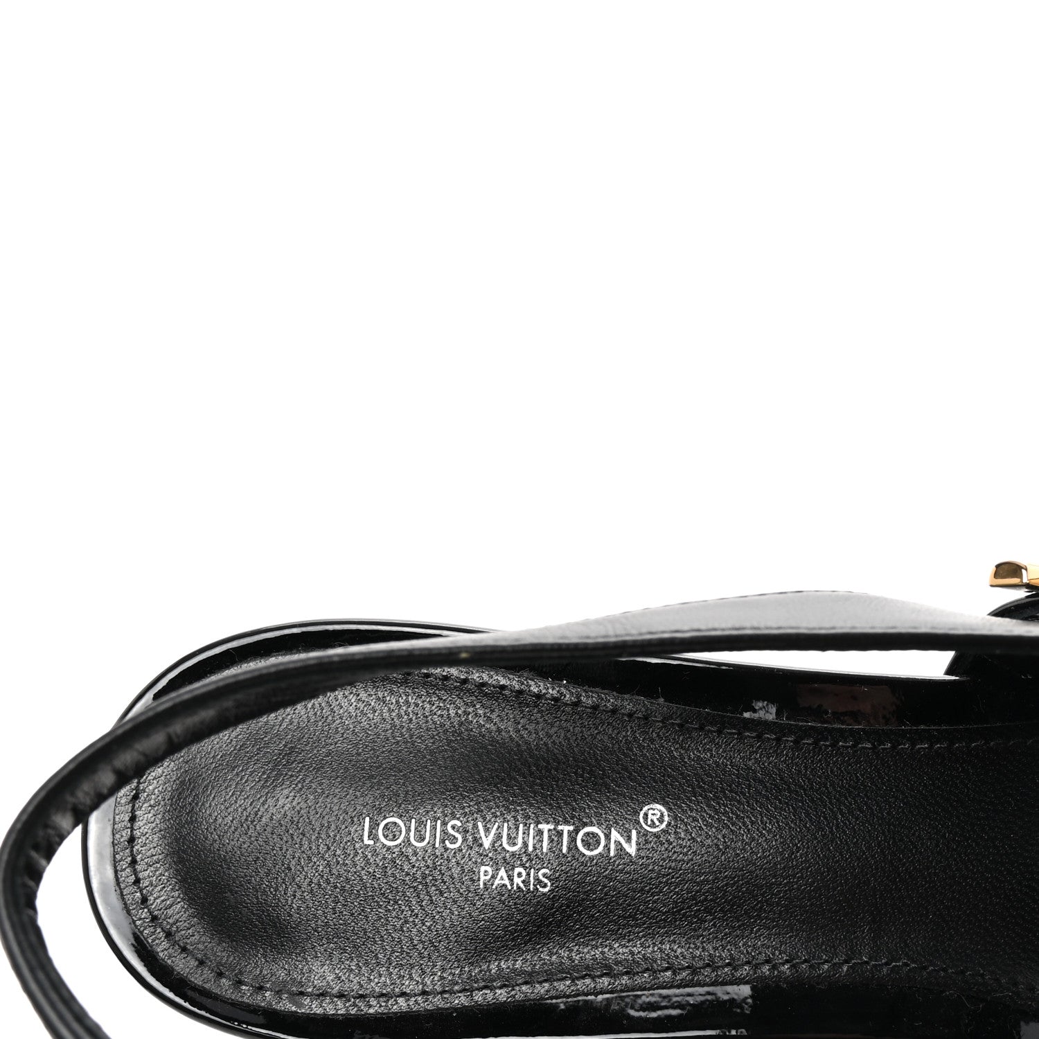 Louis Vuitton Lambskin Patent Romy Slingback Pumps 37 Black 8 of 9