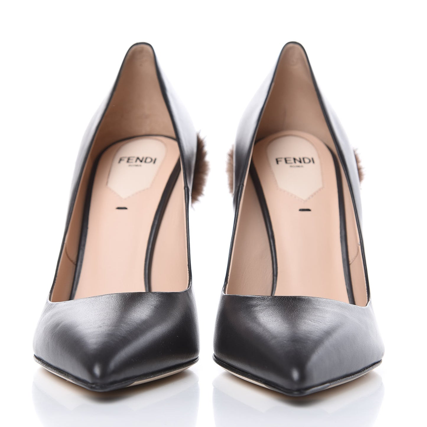 Calfskin Mink Fur Decollete Pumps 37 Ebano