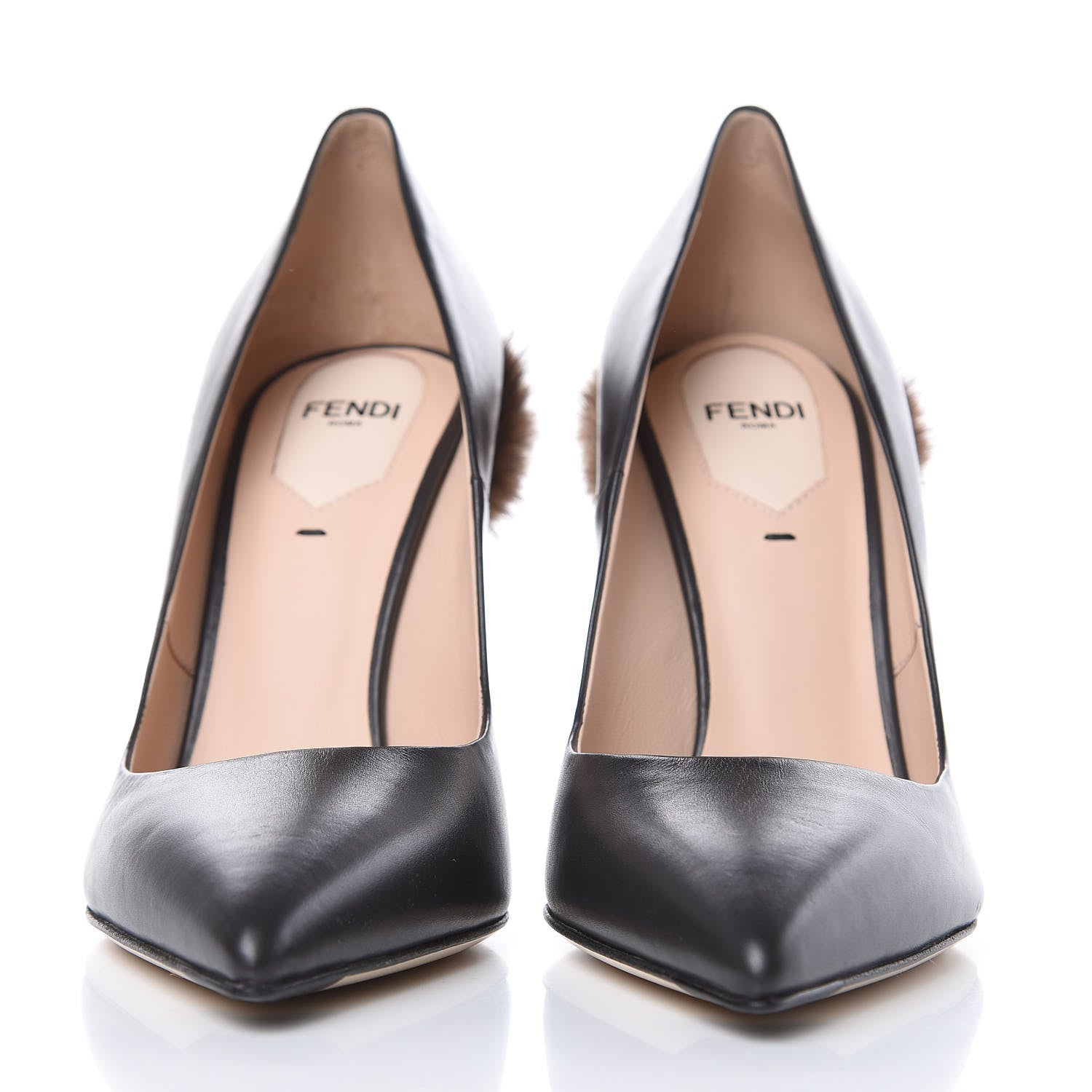 Fendi Calfskin Mink Fur Decollete Pumps 37 Ebano 2 of 11