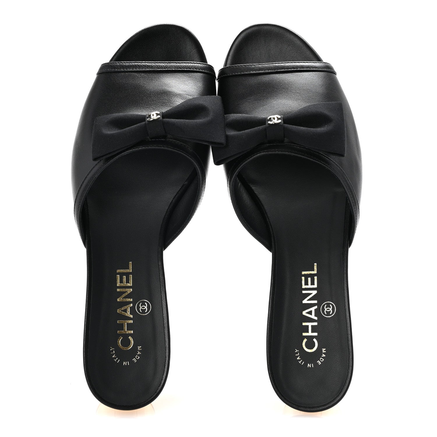 Chanel Lambskin Bow Mules 39 Black 2 of 10