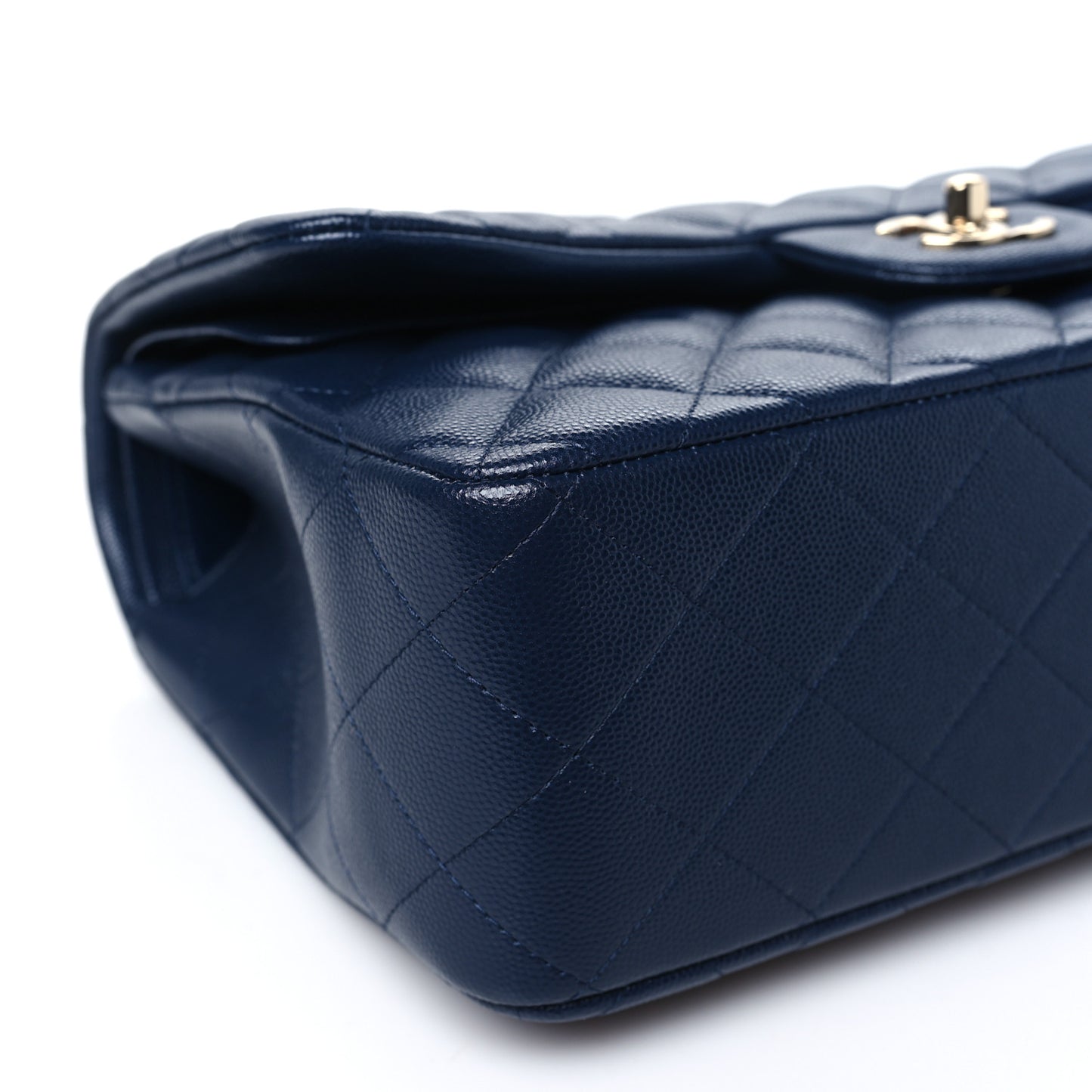 Caviar Quilted Jumbo Double Flap Navy Blue