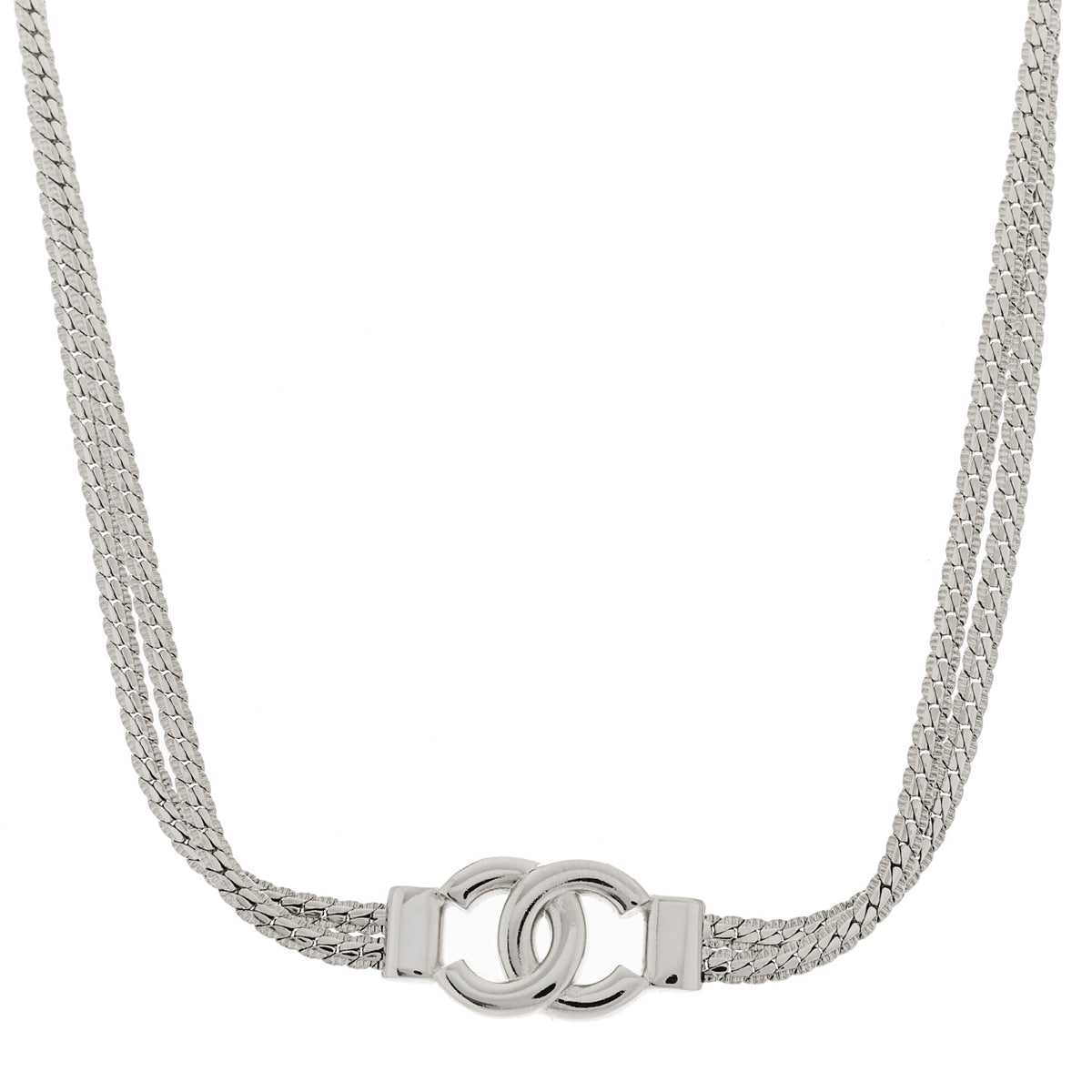 Chanel Metal Chain CC Choker Silver 1 of 5