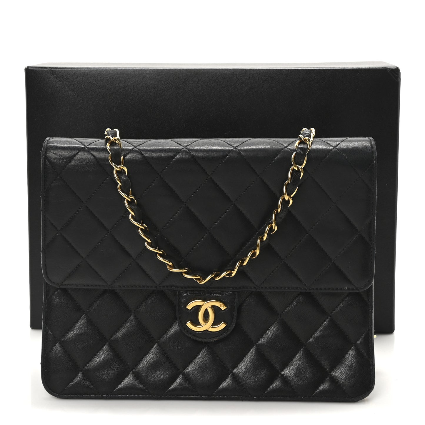 Lambskin Quilted Small Single Flap Black
