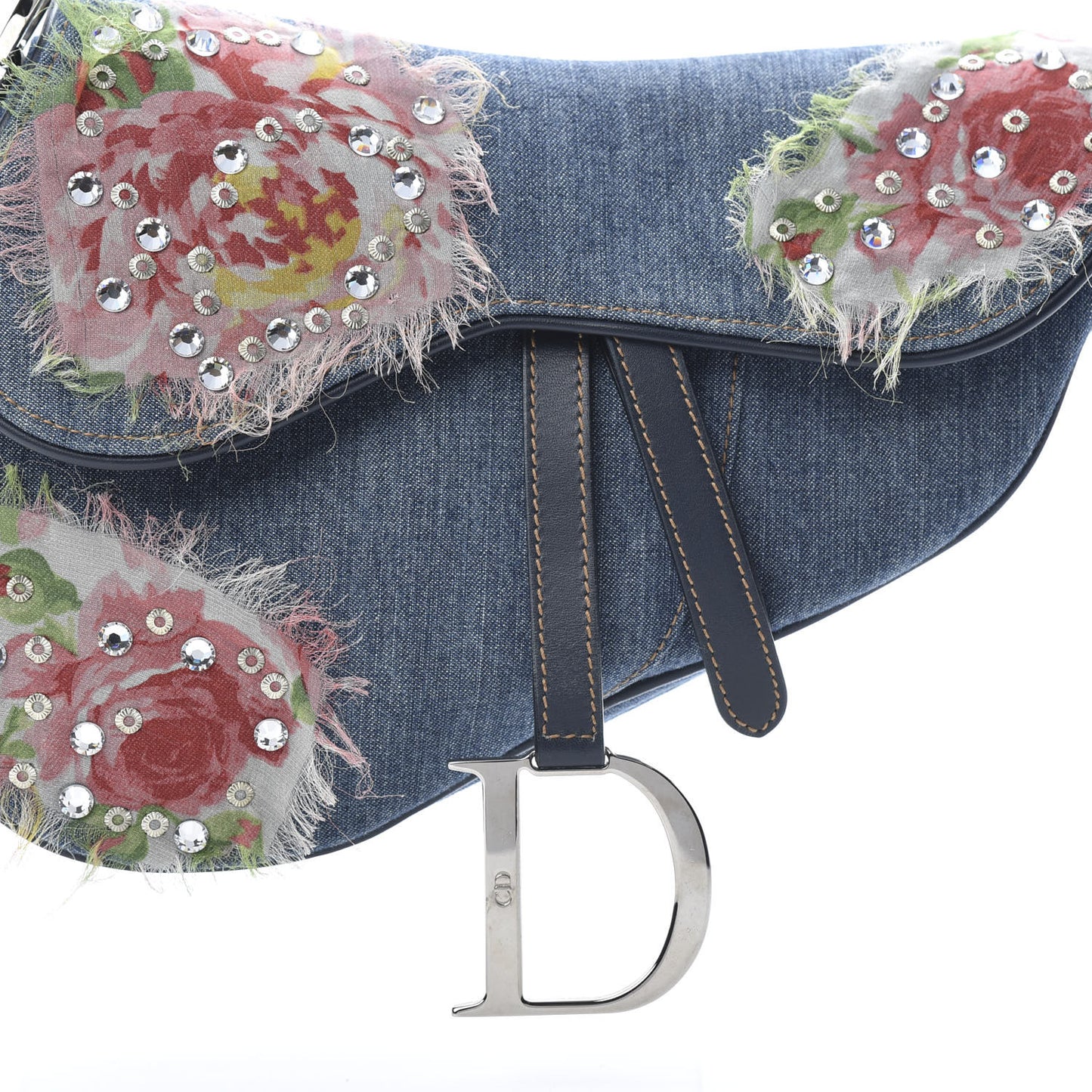 Denim Embroidered Saddle Bag Blue Multi