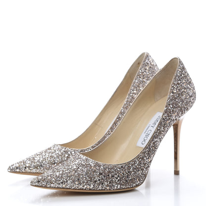 Jimmy Choo Coarse Glitter Abel 100 Pumps 37.5 Nude 3 of 8