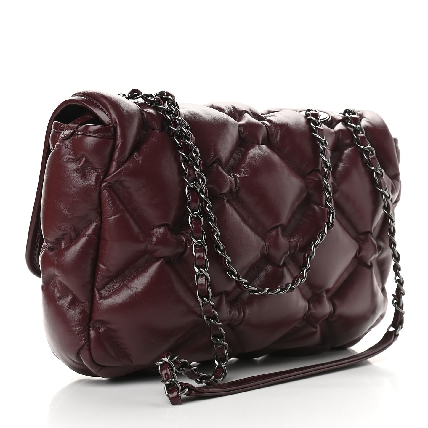 Calfskin Quilted Small Chesterfield Flap Burgundy