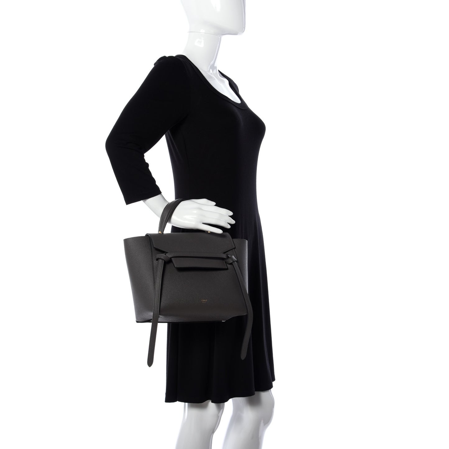 Baby Grained Calfskin Micro Belt Bag Grey