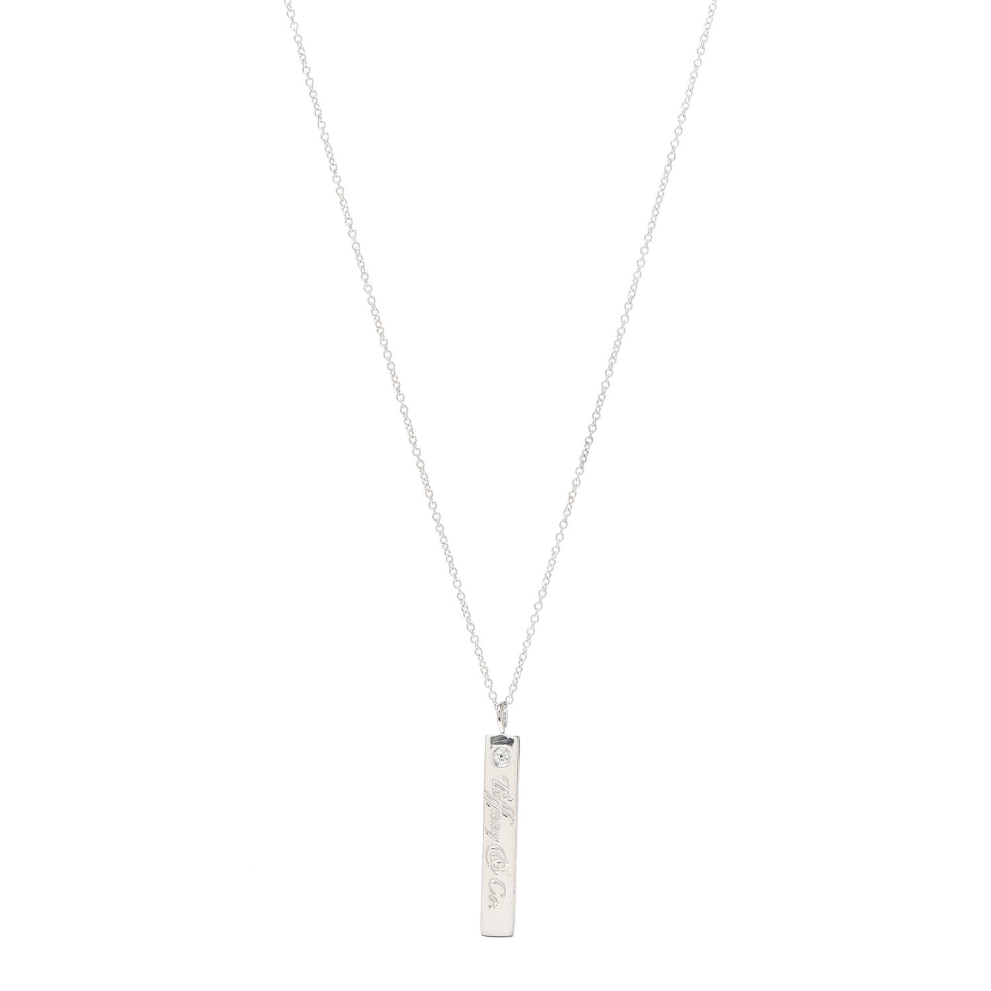 Sterling Silver Diamond Notes Bar Pendant Necklace