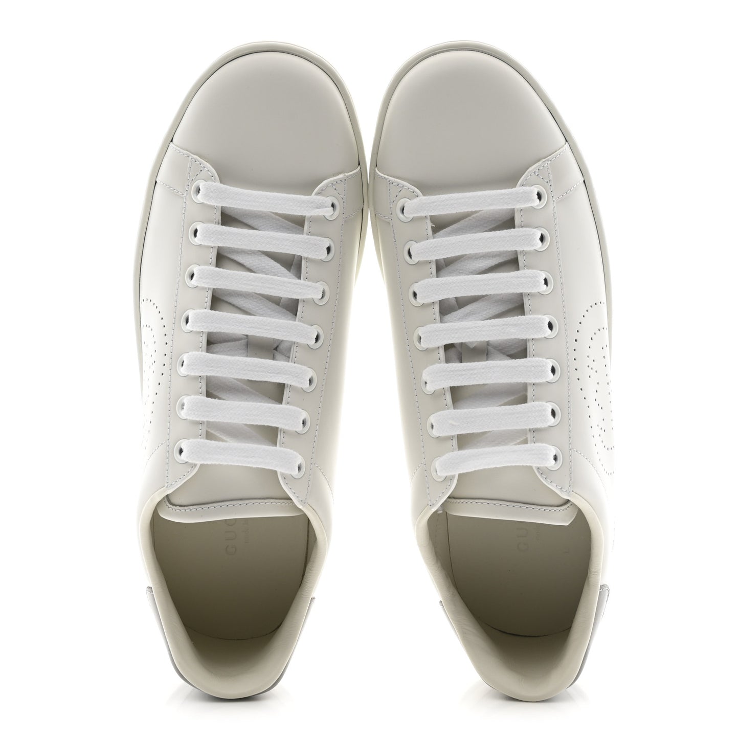 Calfskin Interlocking G Perforated Womens Ace Sneakers 38.5 White Grey Sky