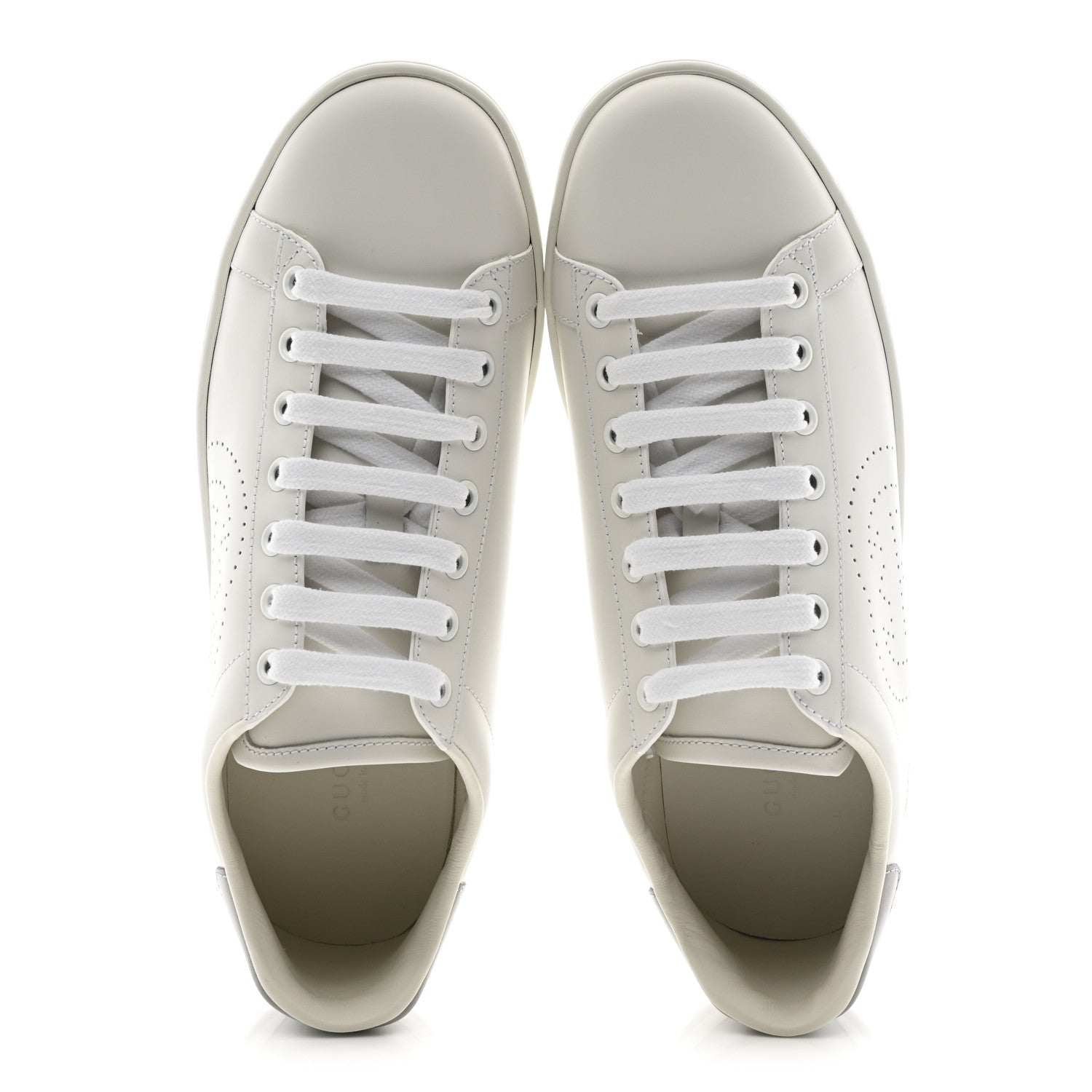 Gucci Calfskin Interlocking G Perforated Womens Ace Sneakers 38.5 White Grey Sky 2 of 10