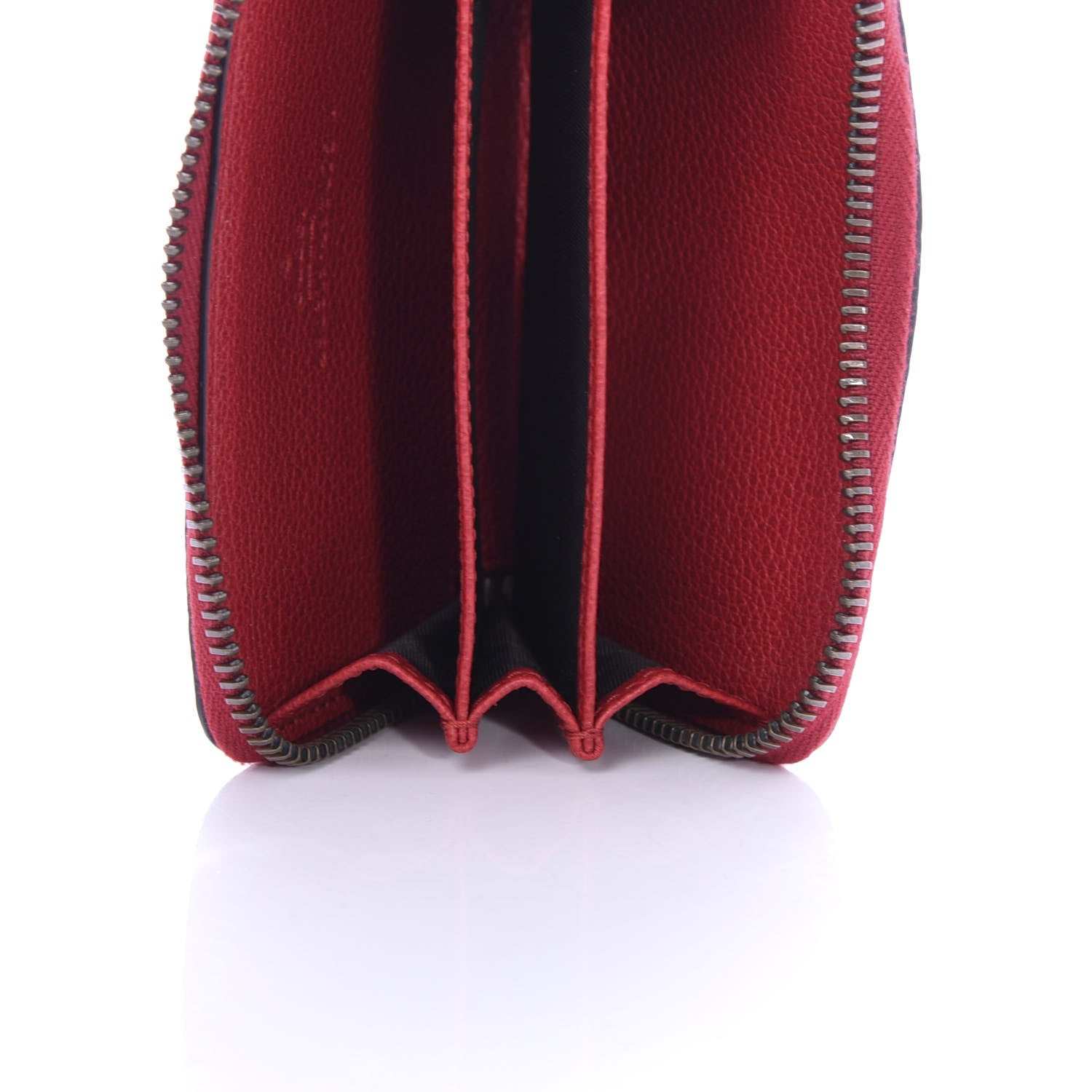 Gucci Grained Calfskin Logo Zip Around Card Case Hibiscus Red 5 of 7