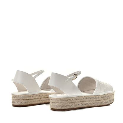 Fendi Nappa FF Embossed Espadrille Platform Sandals 37 Snow 6 of 15