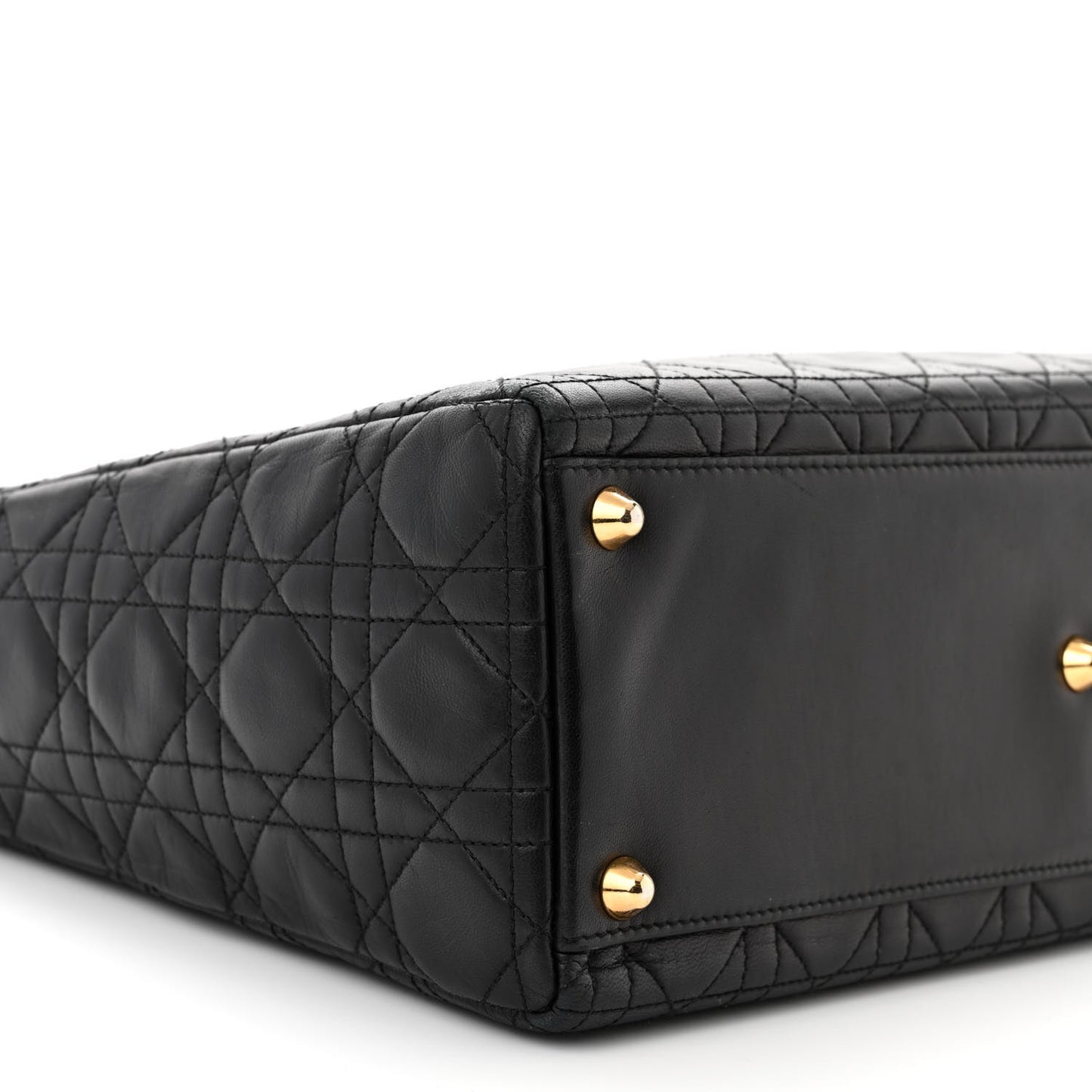 CHRISTIAN DIOR Lambskin Cannage Large Lady Dior Black