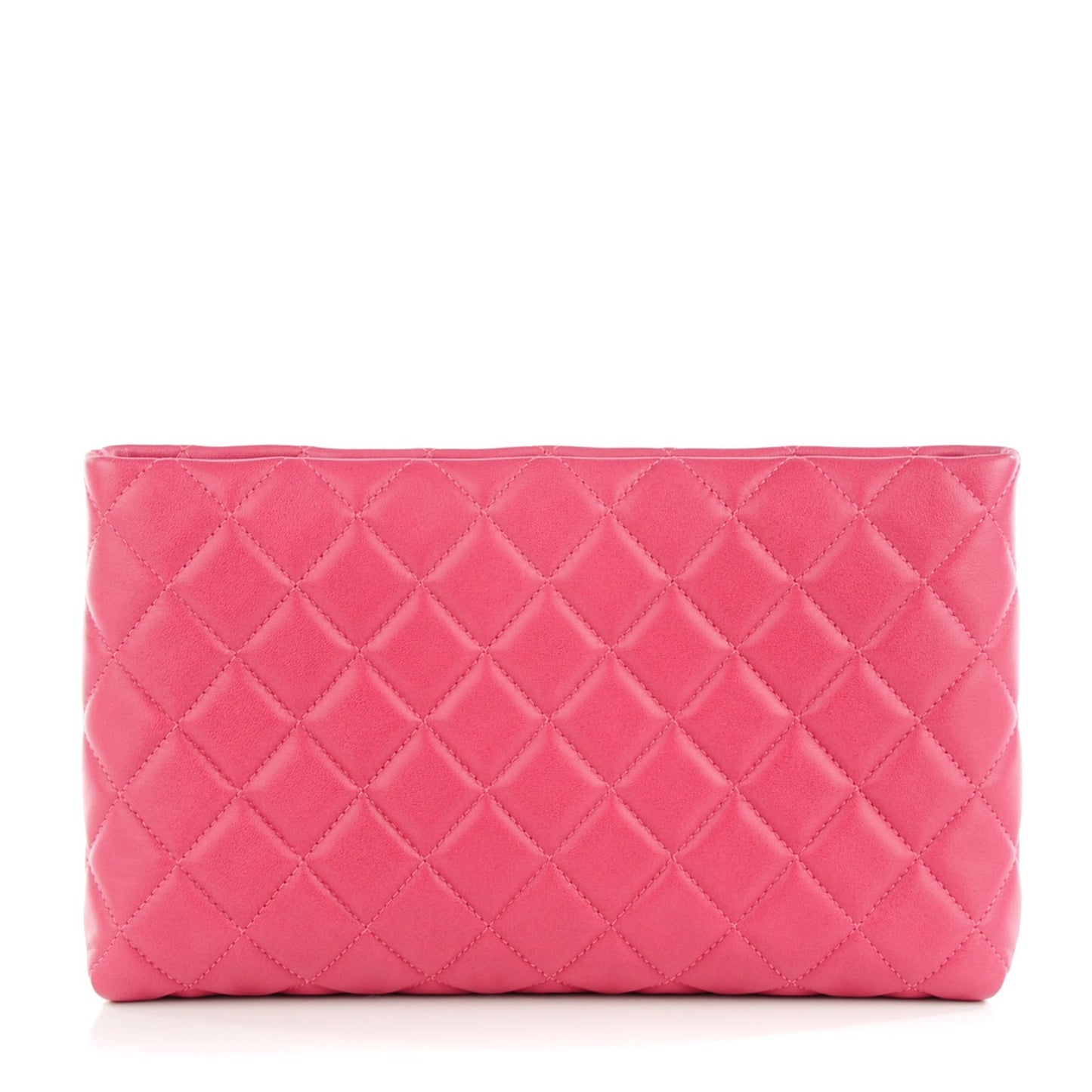 Lambskin Quilted Clutch Dark Pink