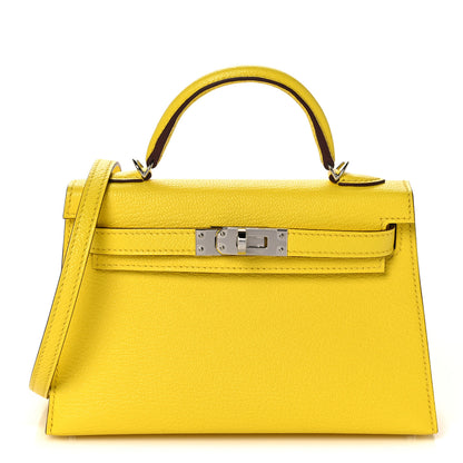 Hermes Chevre Mysore Mini Kelly Sellier 20 Jaune Citron 1 of 32