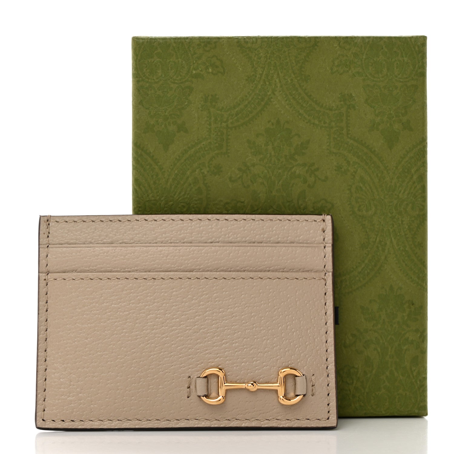 Gucci Textured Dollar Calfskin Horsebit 1955 Card Holder Beige 8 of 8