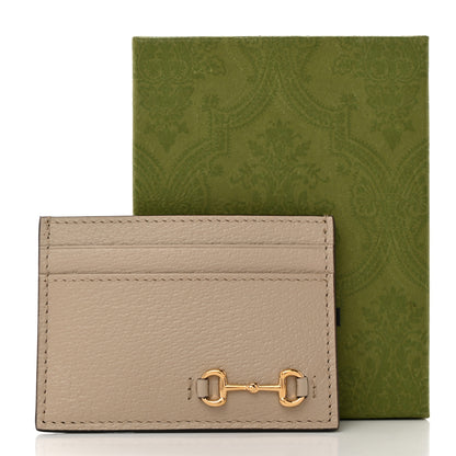 Gucci Textured Dollar Calfskin Horsebit 1955 Card Holder Beige 8 of 8