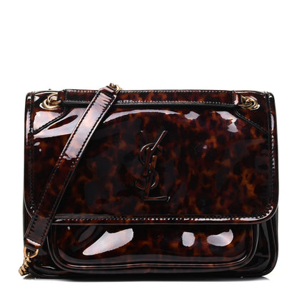 Saint Laurent Patent Monogram Baby Niki Chain Satchel Tortoiseshell 1 of 9