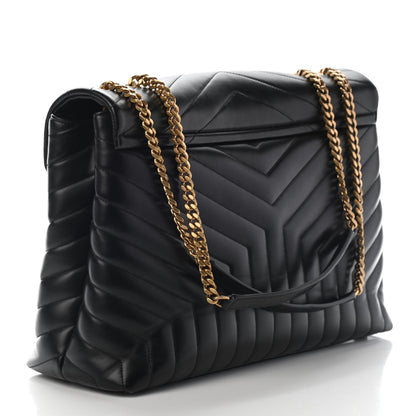 Saint Laurent Calfskin Y Quilted Monogram Large Loulou Chain Satchel Black 3 of 8